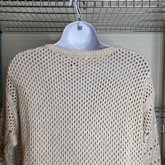 Wilfred Women's Beige Open Knit 3/4 Sleeve Sweater Size S Silk Cashmere Blend - Picture 9 of 10